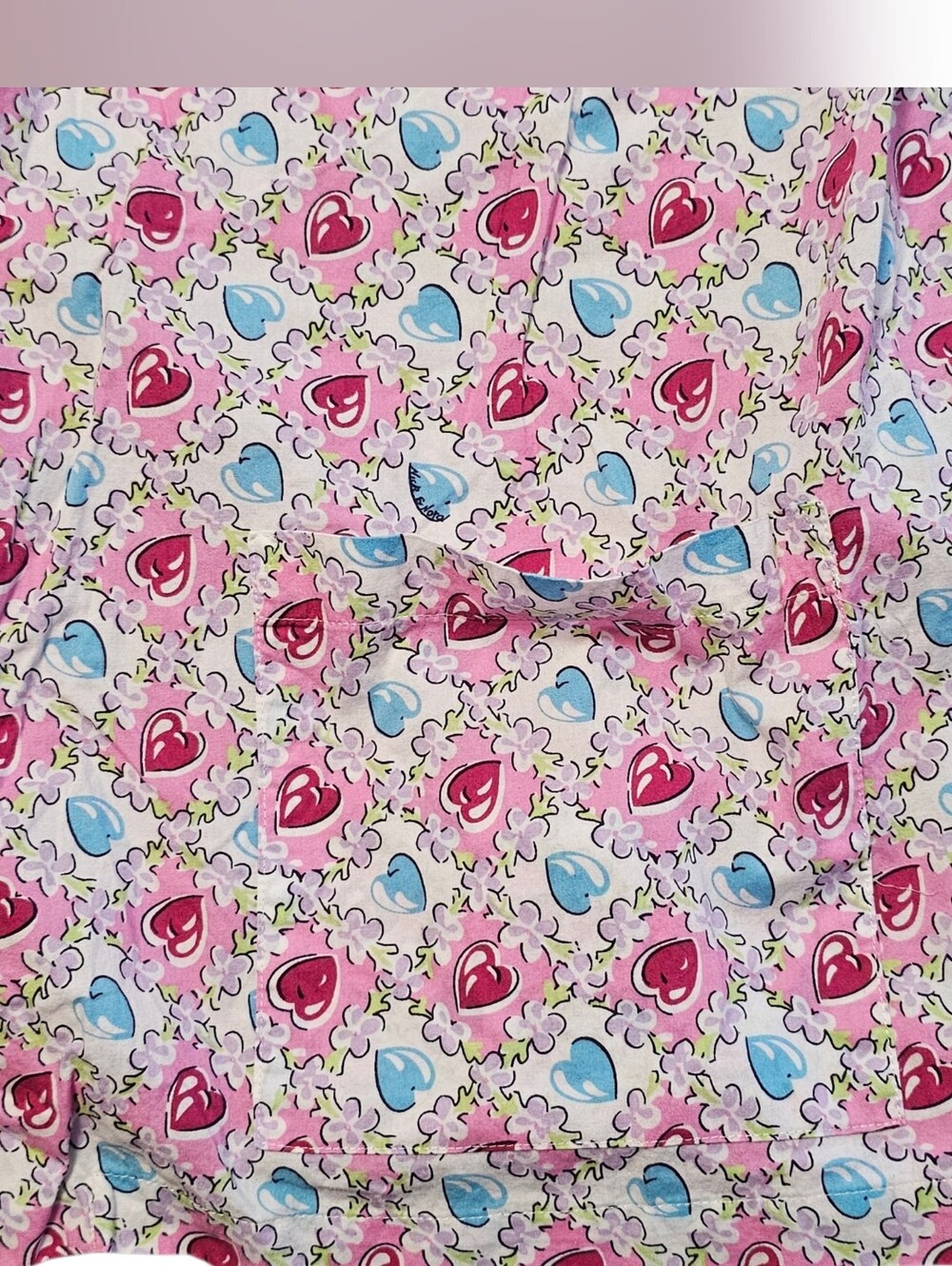 Nick & Nora Pajama Set Womens Size XXL 100% Cotton Hearts Multicolor Retro - Picture 3 of 12